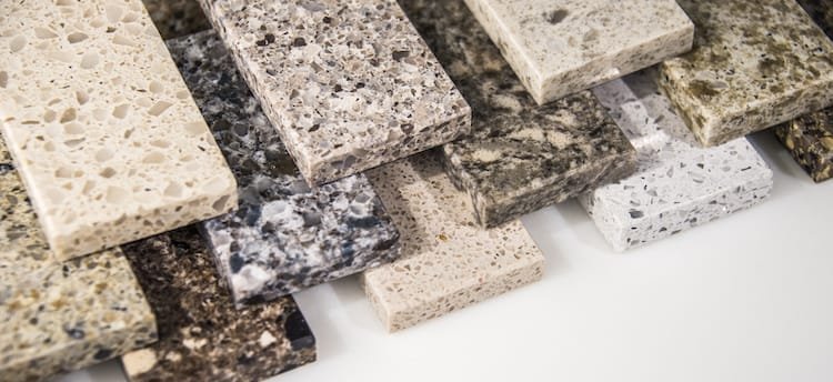kitchen countertops color samples laid out