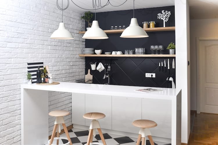black white home bar