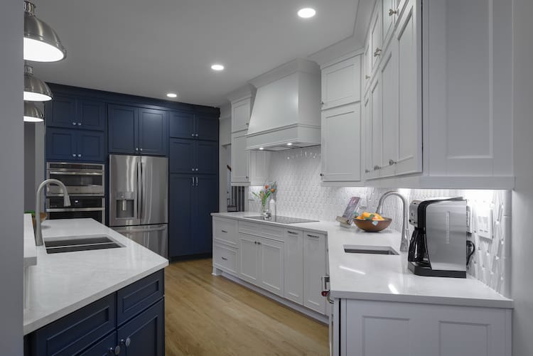 blue white kitchen