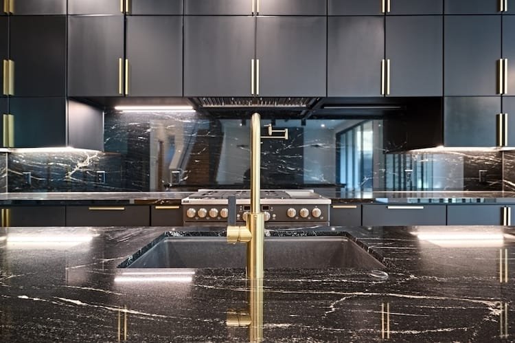 modern black kitchen island counter