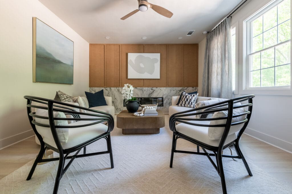 White Camouflage Marble Fireplace Atlanta