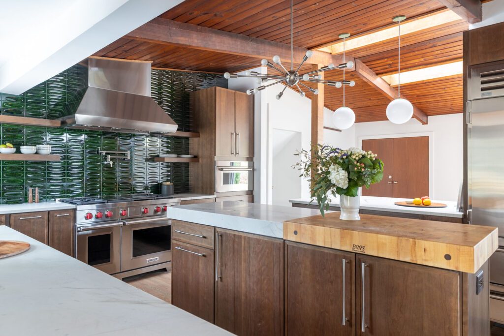 Mont Blanc Quartzite kitchen — range hood detail, Doraville GA | GMS